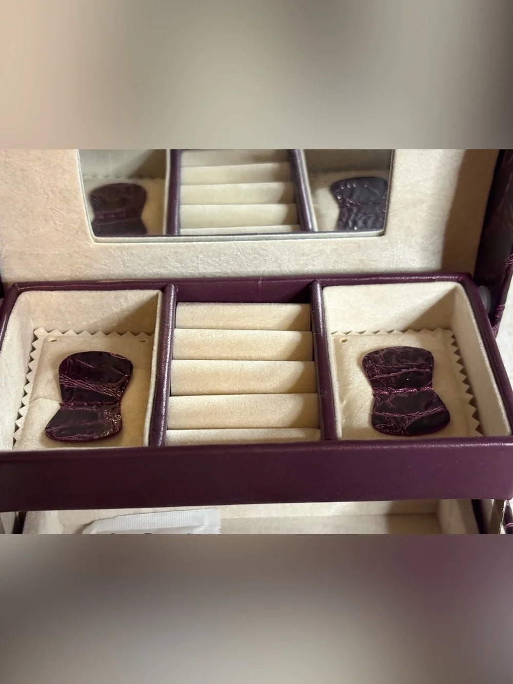 NWT Tuscan Designs Eggplant Crocodile Print Travel Jewelry Case
